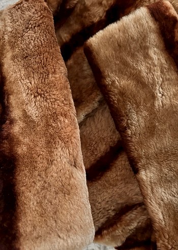 Kahverengi Uzun Kollu  Kadın Peluş Ceket - Görsel 3