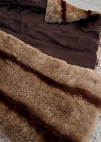 Kahverengi Uzun Kollu  Kadın Peluş Ceket - Görsel 4