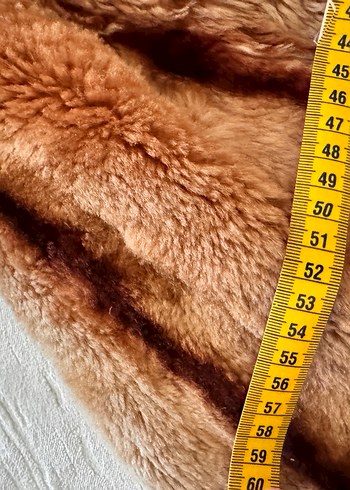 Kahverengi Uzun Kollu  Kadın Peluş Ceket - Görsel 7