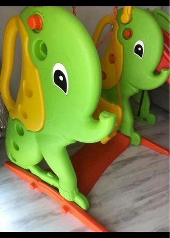 Beden Renkli Fil Figürlü Çocuk Salıncağı&kaydırak seti