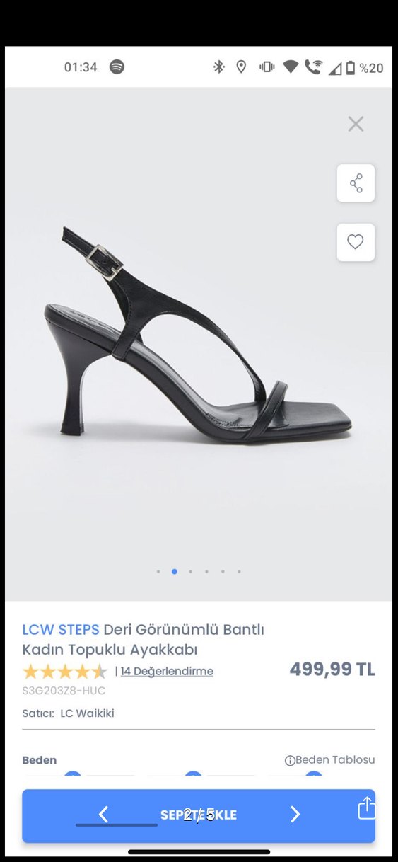 LCW STEPS Siyah Deri Görünümlü Topuklu Sandalet - Görsel 2