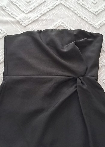 Trendyol & Milla Siyah Drapeli Straplez Midi Elbise