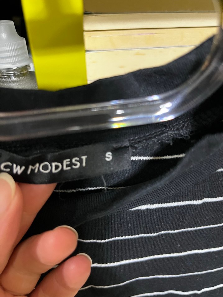 Uzun Kollu Siyah Çizgili Modest Tunik - Görsel 3