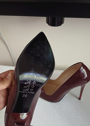 36 Beden Bordo Rugan Stiletto Kadın Topuklu Ayakkabı