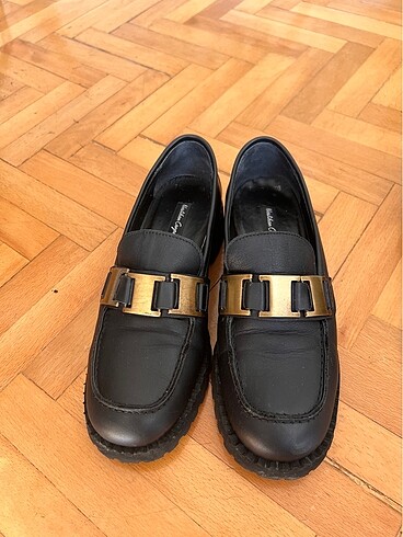 Gerçek deri siyah Loafer