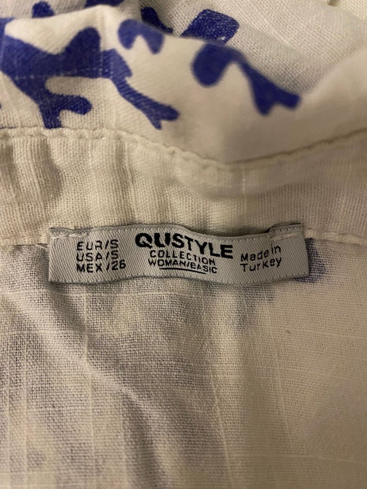 Bohem Tarzı Beyaz Desenli Keten Gömlek - Görsel 2