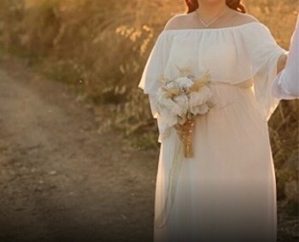 Diğer Şifon astarlı beyaz nikah dış çekim elbisesi