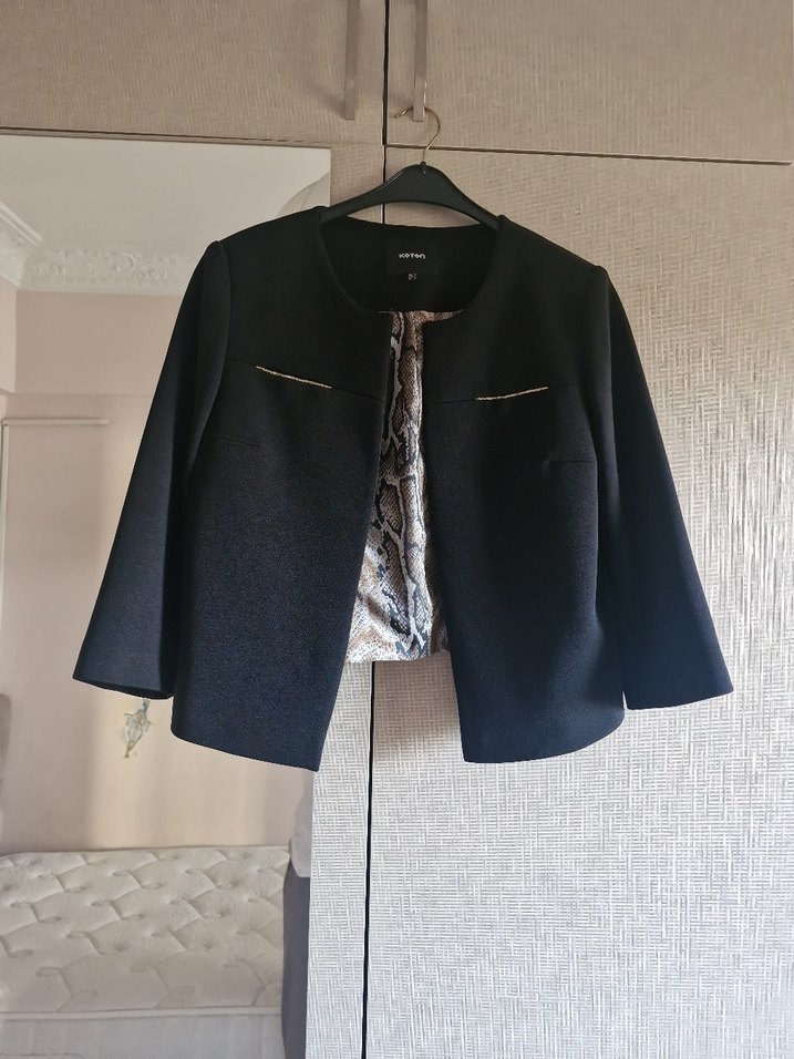 Koton,düğmesiz Siyah kadın ceket - Görsel 3