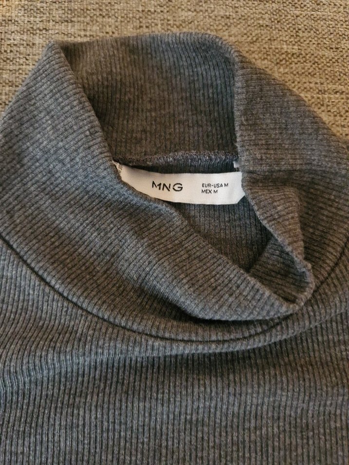 Mango, gri renkli, yarım boğazlı,ince Kadın Kazak. - Görsel 3