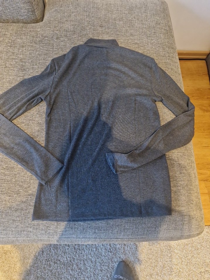 Mango, gri renkli, yarım boğazlı,ince Kadın Kazak. - Görsel 2