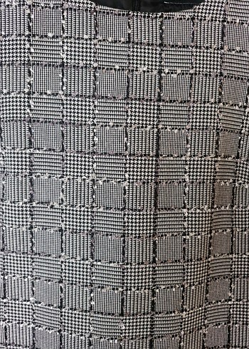 Network, siyah,beyaz Kareli,Kolsuz Midi Elbise - Görsel 3