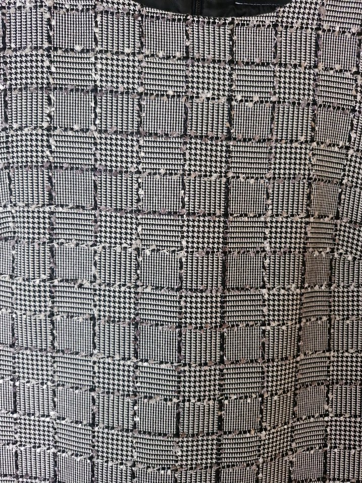 Network, siyah,beyaz Kareli,Kolsuz Midi Elbise - Görsel 3