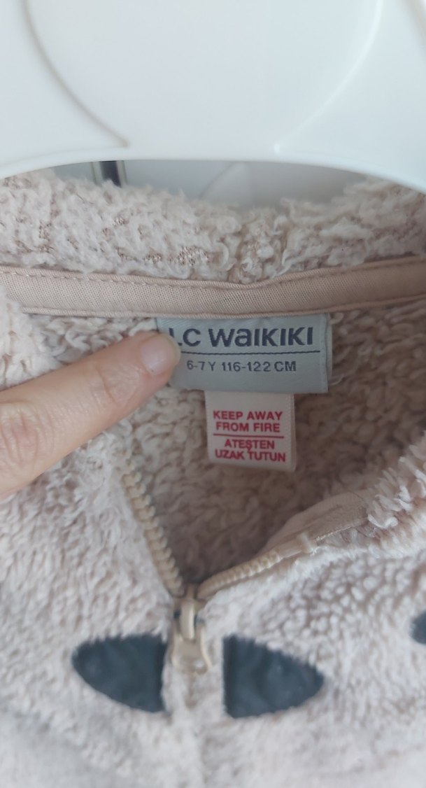 Kız Çocuk Bej Peluş Kapüşonlu Yelek - Görsel 2