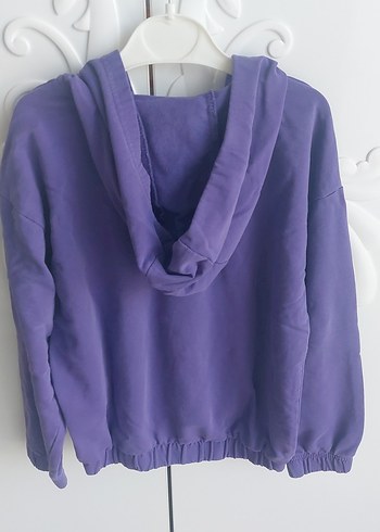 Mor Kapüşonlu Fermuarlı Kız Sweatshirt - Görsel 5