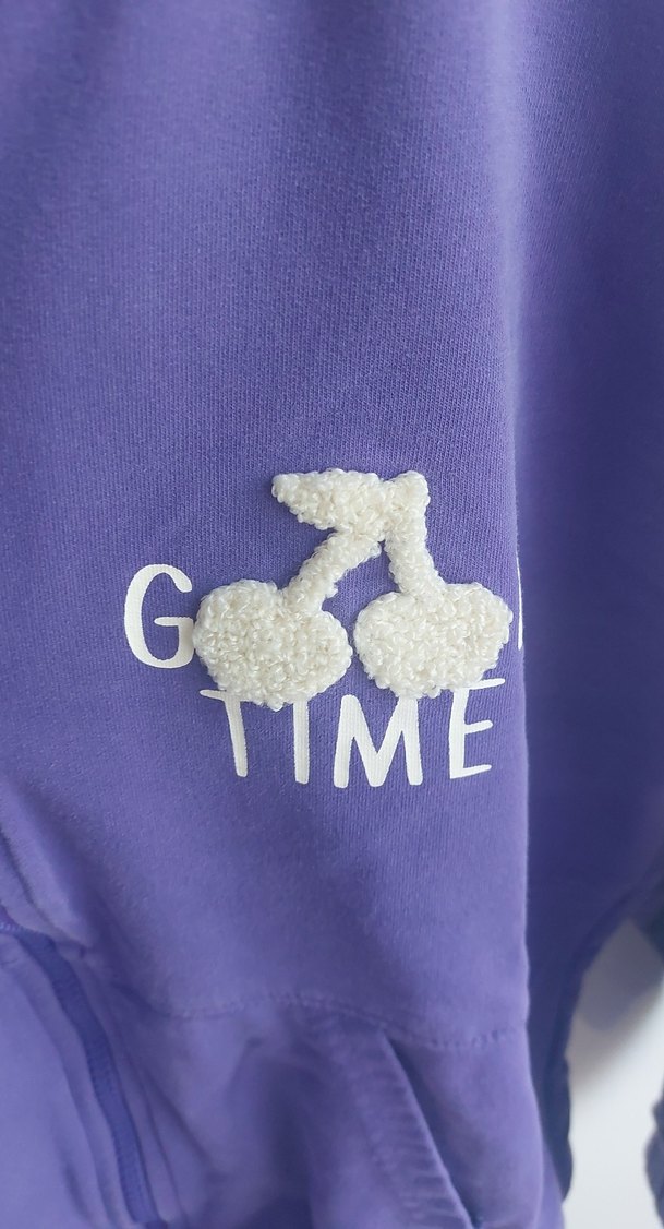 Mor Kapüşonlu Fermuarlı Kız Sweatshirt - Görsel 2