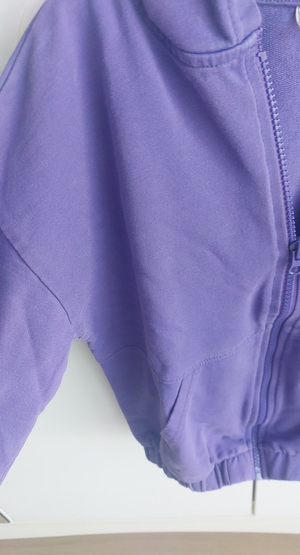 Mor Kapüşonlu Fermuarlı Kız Sweatshirt - Görsel 4