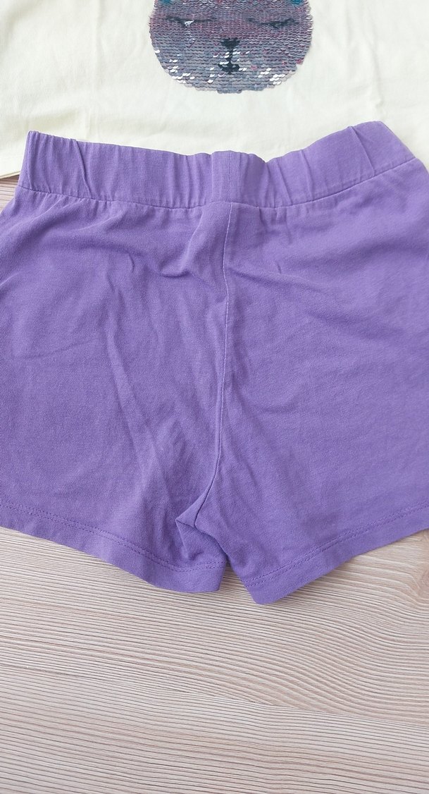 Mor Payetli Genç Kız Şortu ve tişörtler - Görsel 4
