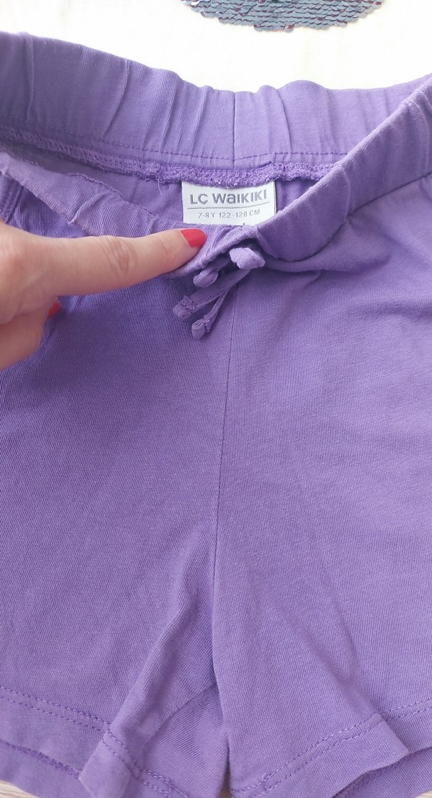 Mor Payetli Genç Kız Şortu ve tişörtler - Görsel 2