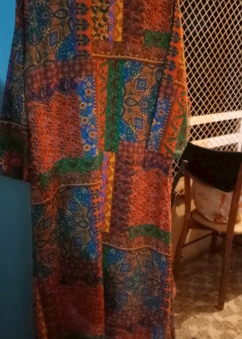 xl Beden Uzun, Salaş, Çok Renkli Batik Elbise