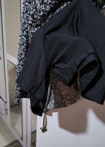 Siyah Gri Desenli Midi Elbise - Görsel 3