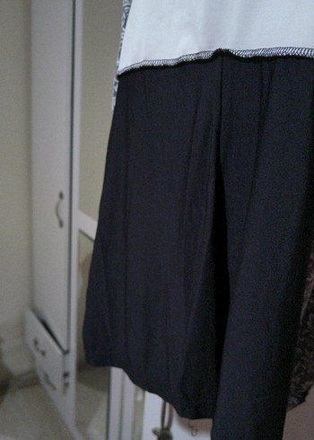 Siyah Gri Desenli Midi Elbise - Görsel 2