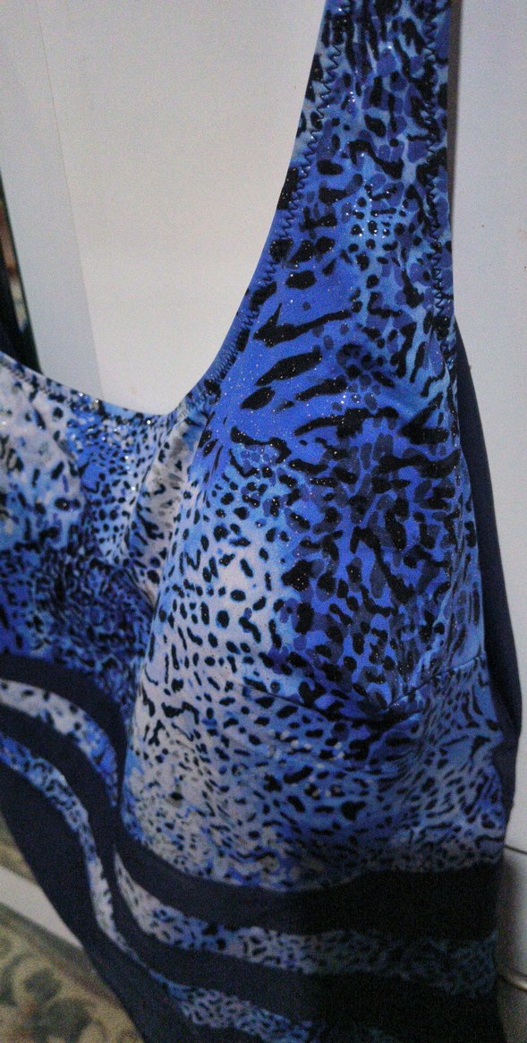 Uzun Kesim Koyu Mavi Bağlama Desenli Mayo - Görsel 3