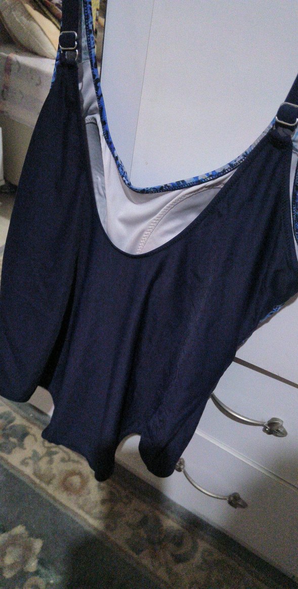 Uzun Kesim Koyu Mavi Bağlama Desenli Mayo - Görsel 5