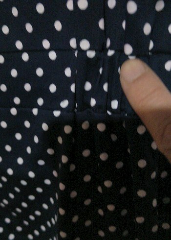 Puantiye Desenli Beyaz Kuşaklı bayan Elbisesi - Görsel 8