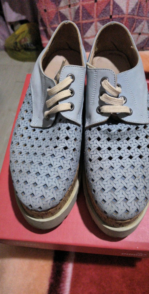 Mavi Dolgu Topuklu Bağcıklı Kadın Spor Ayakkabı - Görsel 4