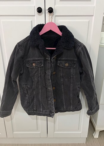 Düğmeli Gri Kadın Kot Ceket - Görsel 5