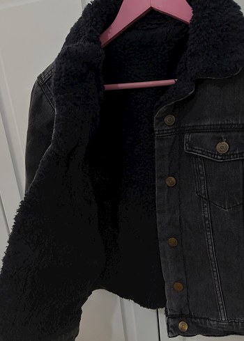 Düğmeli Gri Kadın Kot Ceket - Görsel 3