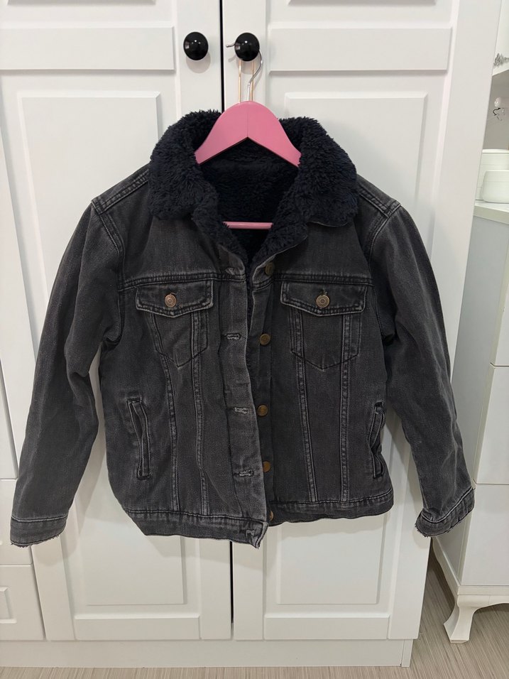 Düğmeli Gri Kadın Kot Ceket - Görsel 5