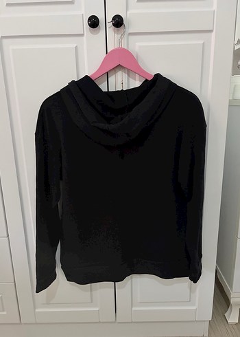 Siyah Kapüşonlu Baskılı Kadın Sweatshirt - Görsel 3