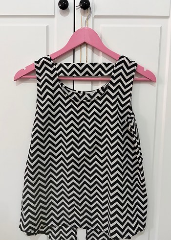 Siyah Zebra Desenli Kolsuz Bluz - Görsel 5