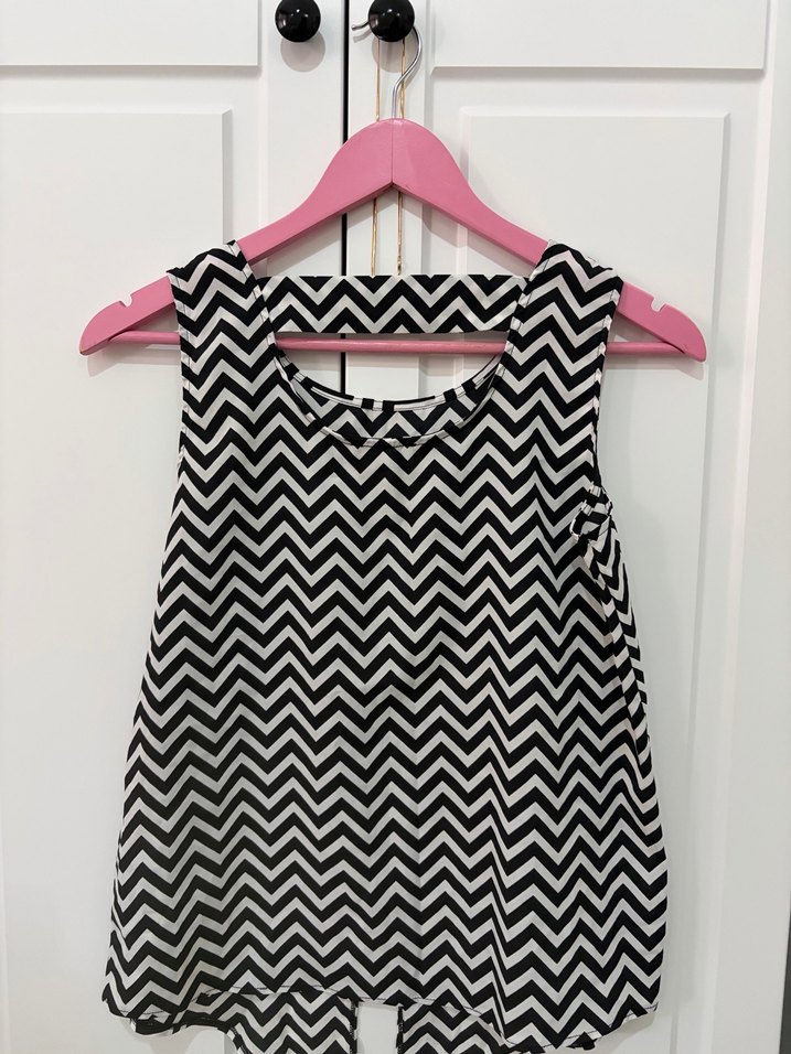 Siyah Zebra Desenli Kolsuz Bluz - Görsel 5