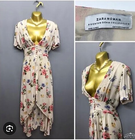 Şifon Çiçekli Zara Elbise