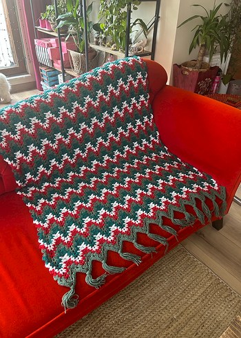 Yılbaşı temali Renkli Örgü Desenli Battaniye - Görsel 7