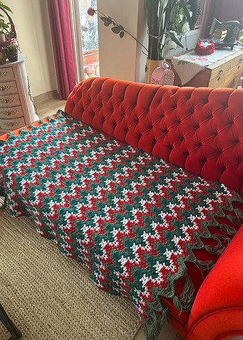 Yılbaşı temali Renkli Örgü Desenli Battaniye - Görsel 2