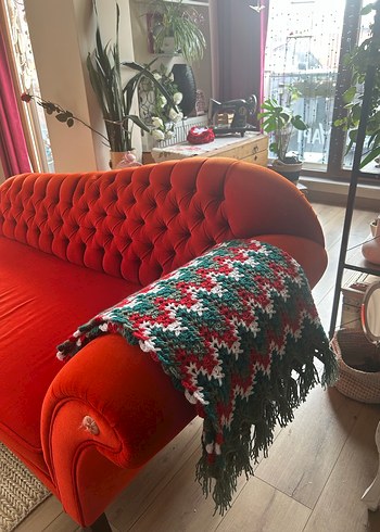 Yılbaşı temali Renkli Örgü Desenli Battaniye - Görsel 5