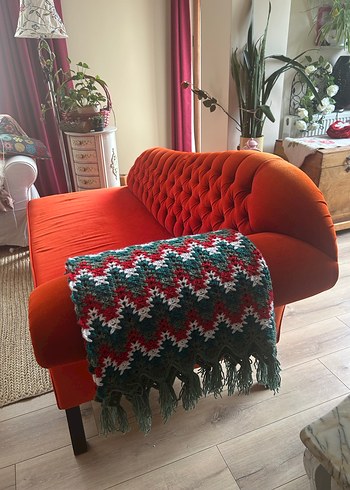 Yılbaşı temali Renkli Örgü Desenli Battaniye - Görsel 4