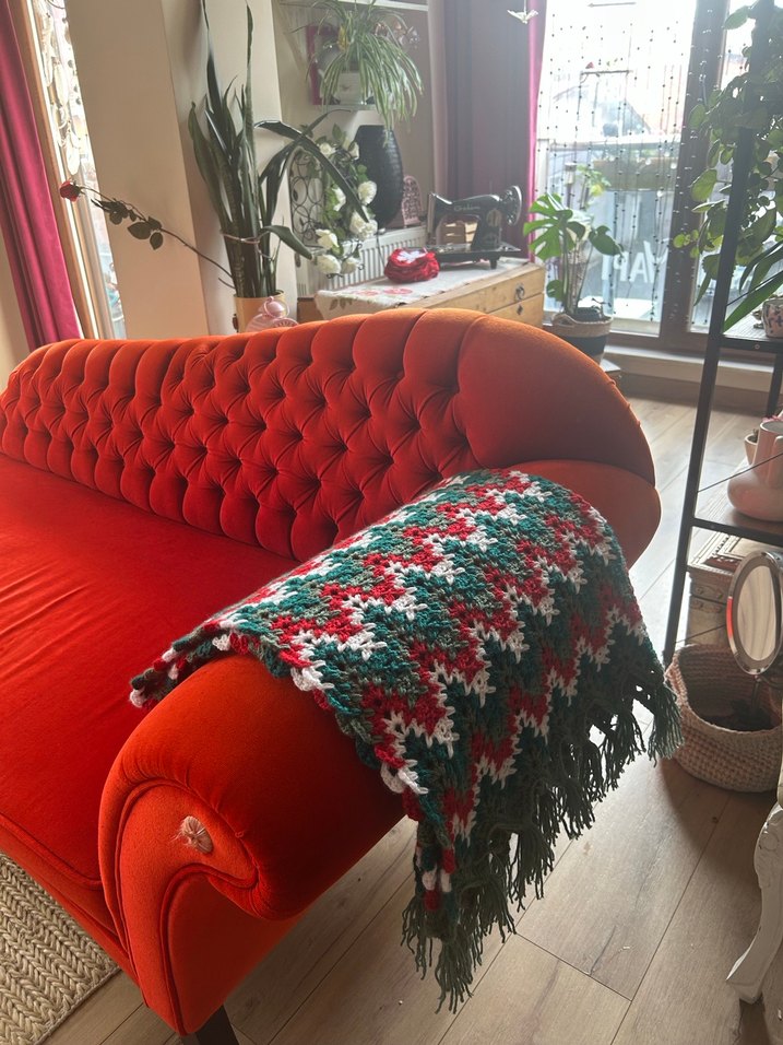 Yılbaşı temali  Renkli Örgü Desenli Battaniye - Görsel 5