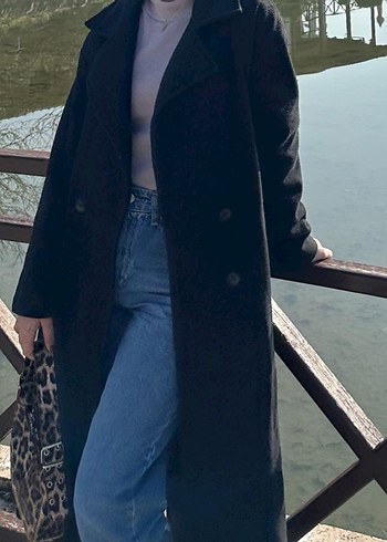 Kadın Denim Midi Kaban - Görsel 2