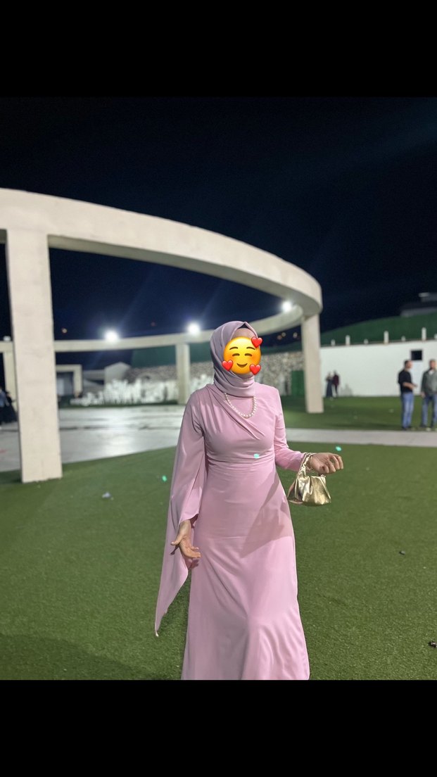 Pembe Uzun Kollu Drapeli Tesettür Elbise - Görsel 2