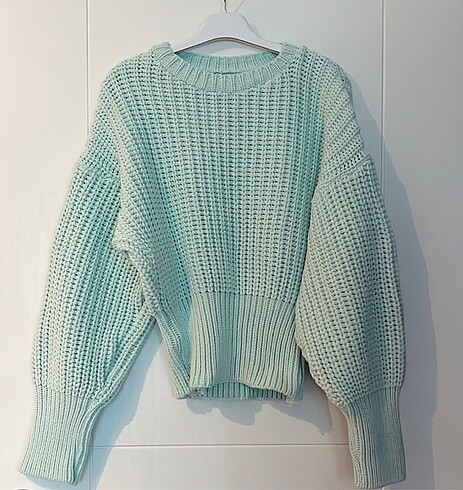 Mint yeşili crop ribanalı triko