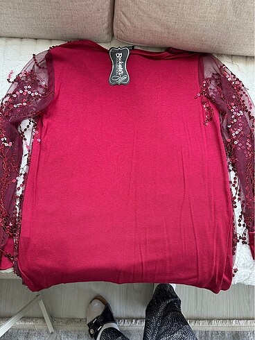 xl Beden Pullu kolları şifon bluz