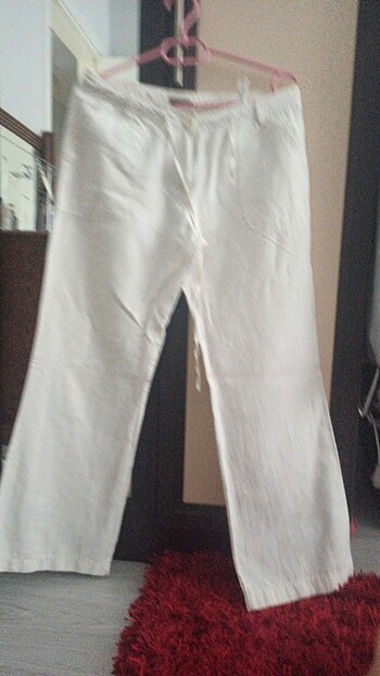Sevenhill keten beyaz pantolon 