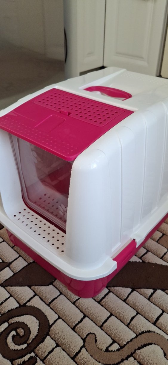 Renkli Pembe Taşınabilir Kedi Tuvaleti - Görsel 2