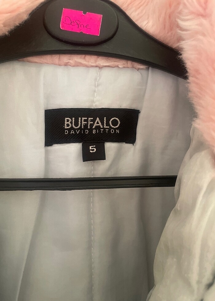 Buffalo metalik gri yakası peluş kürklü kız çocuk montu - Görsel 4