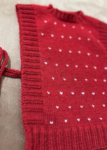 Kız Çocuk Kırmızı Örgü Yelek - Görsel 2