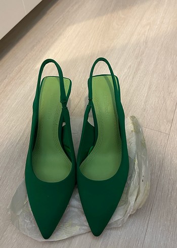 Yeşil Stiletto Topuklu Kadın Ayakkabı